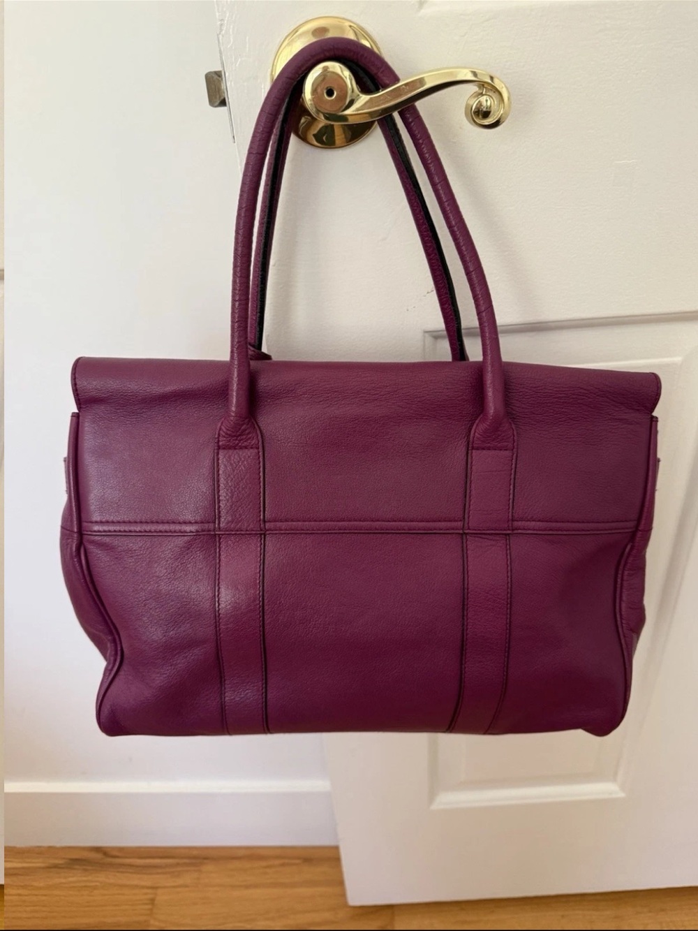 Mulberry Plum Leather Satchel with Gold Hardware - Picture 2 of 11